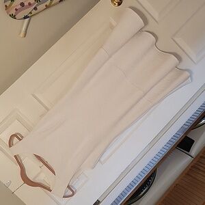 WHITE HOUSE BLACK MARKET White Textured Knee length dress